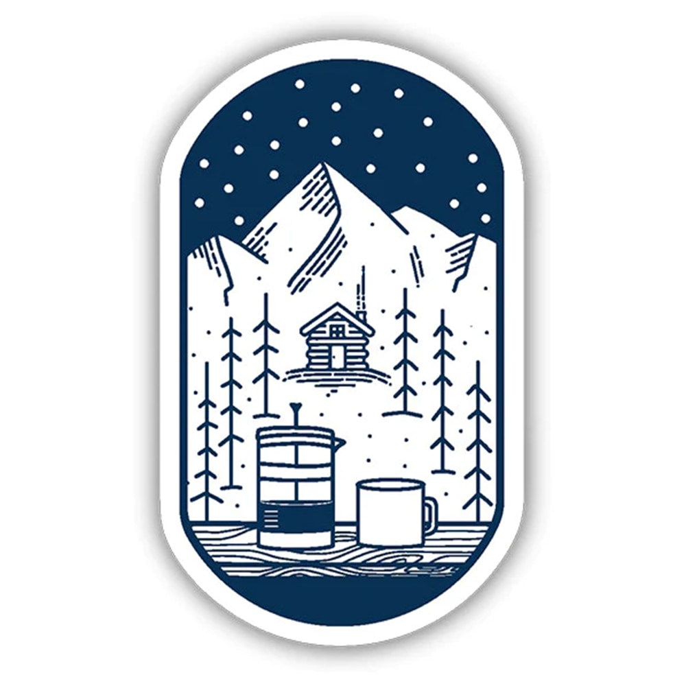 Stickers Northwest, Stickers, Art & School, 3", Mountains & French Press, 579749